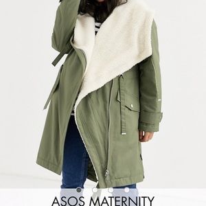 ASOS Maternity waterfall parka with fleece lining